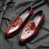 Leather Wedding Dress Shoes Elegant Tassel Loafers for Men MartLion   