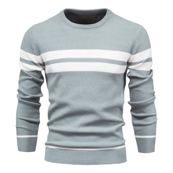Men's Winter Stripe Sweater Thick Warm Pullovers Men's O-neck Basic Casual Slim Comfortable Sweaters MartLion   