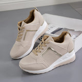 Chunky Sneakers Solid Color Platform Shoes Thick Bottom Zipper Women's Vulcanized Shoes MartLion   