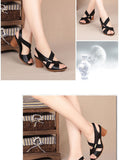 Sandals Women Luxury Brand Summer Style Chunky Heel Heels Shoes Off Black Mart Lion   