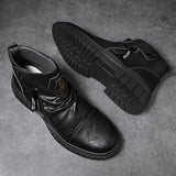 Off-Bound Autumn Men's Ankle Boots Tooling Desert British Punk Zip Chelsea Motorcycle High-cut Shoes Mart Lion   