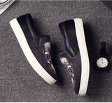 Men's Casual Shoes Spring High End Street Style Trend Skulls Print Flat Skateboard Party Slip-on Loafers Mart Lion   