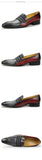 Loafer Men's Cowhide Shoes Casual Gentleman Party Wedding  Leather Gray Red Mixed Striped Elastic Band Footwear MartLion   