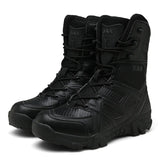 Hiking Shoes Tactical Boots Men's Military With Side Zipper Special Force Combat Waterproof MartLion black 39 