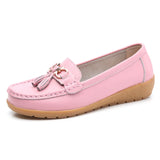 Spring Autumn Women Genuine Leather Loafers Flats Moccasins Shoes Casual Ladies Black MartLion   