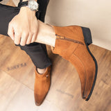 Cow Suede Leather Boots Men's Pointed Toe Dress Ankle Formal Footwear Mart Lion   