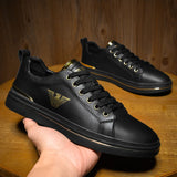 Men's Sneakers Genuine Leather Casual Shoes Shoes Breathable Tennis Zapatillas Hombre MartLion Black 6 