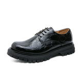 Green Leather Shoes Men's Low Working Lace-up Platform Shoes Casual zapatos de hombre MartLion Black 5657 38 CHINA