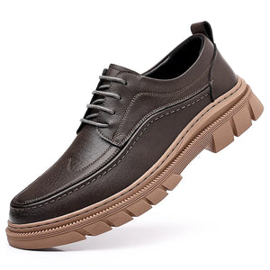 British Style Casual Shoes Men's Leather Lace-up Work Zapatos Hombre MartLion brown 6617 38 CHINA