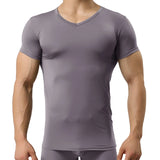 Men's Sheer Undershirts Ice Silk Mesh See through Basics Shirts Fitness Bodybuilding Underwear MartLion Gray S Pack of 1