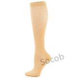 Compression Socks Solid Color Men's Women Running Socks Varicose Vein Knee High Leg Support Stretch Pressure Circulation Stocking Mart Lion Skin S-M 