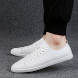 Men's Leather Shoes Hollow Out Sneakers Casual Footwear Lace Up Mart Lion white 37 