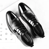 Men's Formal Leather Shoes Black Pointed Toe Loafers Party Office Casual Oxford Dress MartLion S 39 