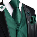 Hi-Tie Silk Vests Jacquard Waistcoat Neck Tie Hanky Cufflinks Brooch Set for Men's Suit Sleeveless Jacket Wedding MartLion MJ-3034-026 S 