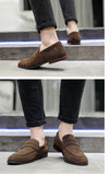 Men's Casual Shoes Suede Genuine Leather Slip-on Light Driving Loafers Moccasins Party Wedding Flat Mart Lion   