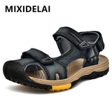 Summer Genuine Leather Men's Sandals Design Breathable Casual Shoes Soft Bottom Outdoor Beach Sandals Mart Lion   