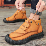 Men's Ankle boots Genuine Leather Outdoor Shoes Low-Top Combat Safety Rubber Sole Mart Lion   