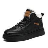 Warm Outdoor Work Shoes Waterproof Cotton Anti-slip Snow Men's Casual Walking Leather MartLion black 39 