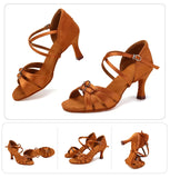 Ballroom Dance Shoes for Women Latin Modern Tango Salsa Training Sandals Practice Satin MartLion   