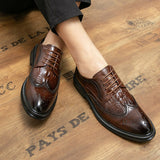 Brogue Men's Dress Shoes Soft Split Leather Footwear Crocodile Oxfords Elegant Sapato Social Masculino Mart Lion   