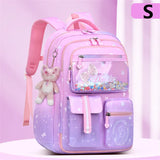 Primary Bow Knot Schoolbag With Rabbit Pendant For Girls Kids Backpack Kawaii Waterproof School bag Nylon MartLion S pink  