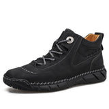 Outdoor Leather Sports Boots Men's Casual Sports Shoes Autumn High Top Walking Non-Slip Sneakers Mart Lion black 38 