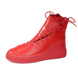 Red Men's High-top Sneakers Flat Designer Shoes Lace-up Casual Boots zapatillas hombre MartLion red V52 39 CHINA