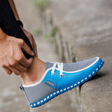 Men's Leather Shoes Casual Loafers Breathable Light Weight White Sneakers Driving Footwear Round Toe Mart Lion Sky Blue 39 