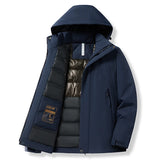 Autumn Winter Men's Thicken Windproof Waterproof Hooded Jackets Coat Men's Winter Warm Detachable Hat Jackets MartLion Navy S 