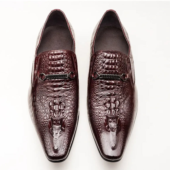  Men's Casual Leather Shoes Crocodile Pattern Luxury Dress Slip-on Wedding Leather Brogues MartLion - Mart Lion