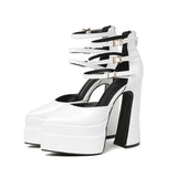 Women Sandals Summer Shoes Ankle Strap Platform Wedges High heels Gladiator Chunky MartLion White 42 