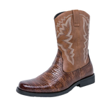 Retro Brown Print Men's Cowboy Boots High Leather Western with Zipper Para Hombre MartLion brown 8365 38 CHINA