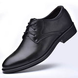 Men's leather shoes dress all-match casual shock-absorbing wear-resistant oversized Mart Lion Black 38 