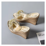 Summer diamond flower wedge sandals transparent sponge platform platform slippers women high heels MartLion   