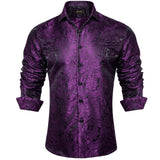 Luxury Men's Long Sleeve Shirts Red Green Blue Paisley Wedding Prom Party Casual Social Shirts Blouse Slim Fit Men's Clothing MartLion CYC-2012 S 