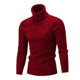 Autumn And Winter Turtleneck Warm Solid Color sweater Men's Sweater Slim Pullover Knitted sweater Bottoming Shirt MartLion Wine Red M 