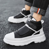 Autumn Men's Casual Sneakers Leather Chunky Platform High-top Shoes Ankle Boots Magic Tape Breathable Sport Mart Lion   