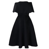 Summer solid color casual cloak dress short sleeve elegant party dress women clothing MartLion   