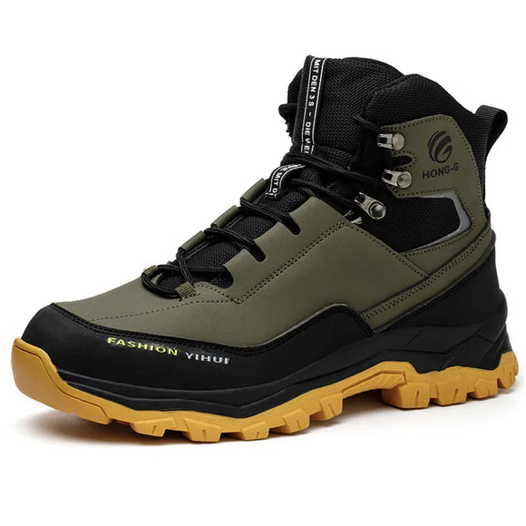 shoes men's waterproof work safety sneakers high top boots anti puncture Work steel toe working with protection MartLion G178 Green 38 