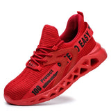 light work shoes with steel toe safety woman work boots puncture proof safety work sneakers men's MartLion FZ-311 Red 36 