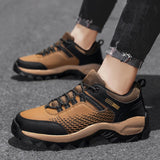 Outdoor Men's Sneakers Non-slip Sport Running Shoes Lace Up Casual Hiking Walking Mart Lion Brown 39 