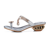 Summer Sandals Women Shoes Rhinestone Flat Ladies Gold Silver MartLion   