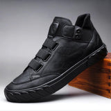 Men's Leather Shoes Korean Trend Loafer British High Top Sneakers Moccasins Mart Lion   