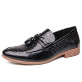 Tassels Men's Loafers Microfiber Leather Dress Shoes Formal Footwear Mart Lion Black 38 