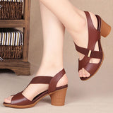 Sandals Women Luxury Brand Summer Style Chunky Heel Heels Shoes Off Black Mart Lion Dark Brown 35 
