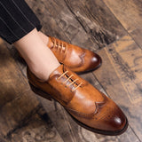 Brogue Men's Dress Shoes Elegant Microfiber Leather Formal Oxfords Mart Lion   