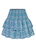 Women Summer Print Pleated Skirt School Uniform Anti Glare JK Skir MartLion ROYAL BLUE M 