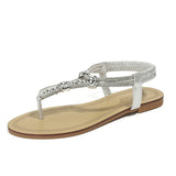 Summer Women Sandals Rhinestone Simple and Casual Buckle Woman Shoes MartLion Silver 38 