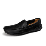 Men's luxury leather shoes casual driving men's anti-skid large casual dress MartLion black 38 