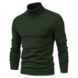 Winter Thick Men's Sweaters Casual Turtle Neck Solid Color Warm Slim Turtleneck Sweaters Pullover MartLion HIGH001-Army green EUR  XL 72-80 kg 